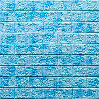 Самоклеючі панелі цегла, панелі під цеглу, пвх 3д панелі, 3D панелі під цеглу Блакитний мармур 700х770х5мм (065)