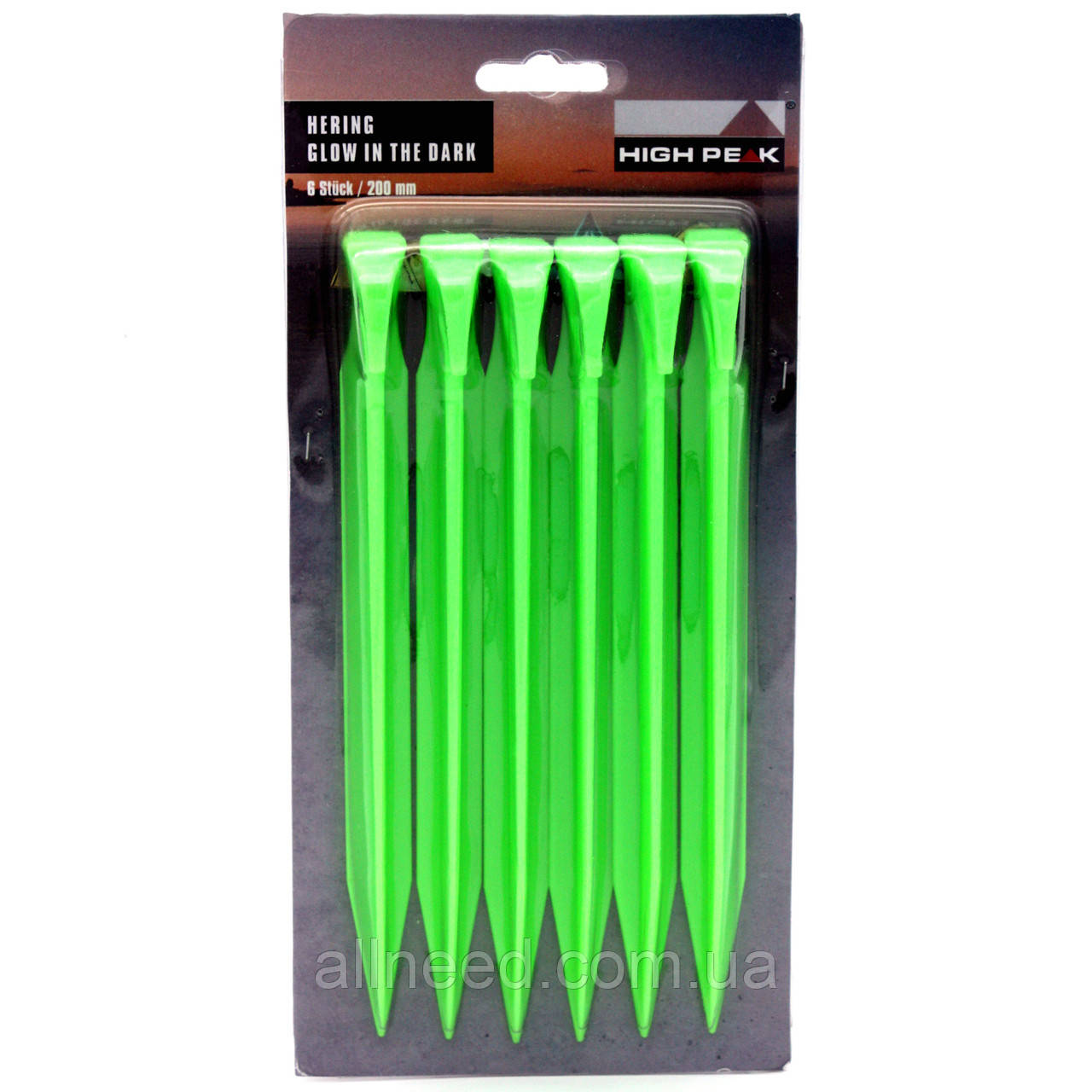 Кілочки High Peak Glow in the Dark ABS Peg 20 см 6 шт. Luminous Green (42202)