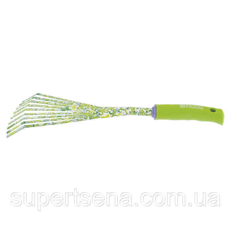 Граблі віялові 9 - зубні, 75 х 385 мм, сталеві, пластикова рукоятка, Flower Green, Palisad 620428
