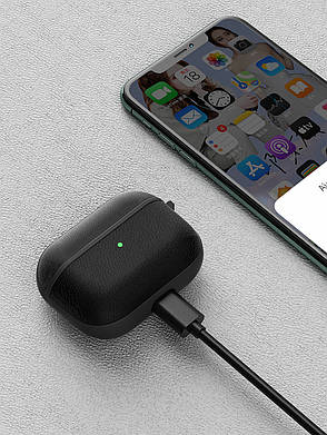 Чохол WiWU Calfskin Genuine Leather Case для AirPods Pro шкіра Чорний (Calfskin-Black), фото 4
