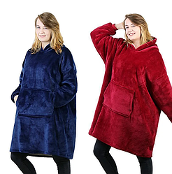 Плед із рукавами худі Huggle Ultra Plush Blanket Hoodie (бордо,синій)