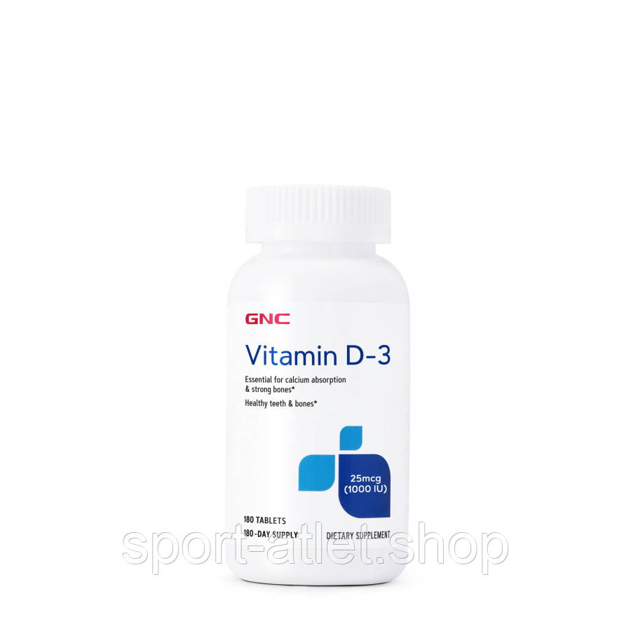 Вітаміни та мінерали GNC Vitamin D-3 1000, 180 таблеток ТЕРМІН 03.25