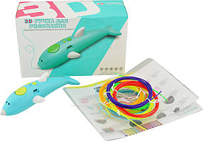 Бездротова низькотемпературна 3D ручка 369.TOYS Blue + трафарети