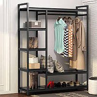 Открытый шкаф для одежды Loft Classic в стиле Лофт 1800х1200х400мм. Вешалка из металла в комнату или офис