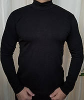 Чоловічий светр тонкий комір-стійка чорний бордовий колір.
