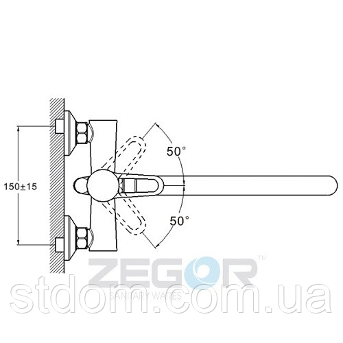 Смеситель для ванны с длинным поворотным изливом цвета хром Zegor Troya PUD7-A045 настенный - фото 3 - id-p1517994159