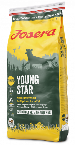 Корм Josera Young Star(Йозера беззерновий для цуценят з птицею і картоплею)15кг+БЕЗКОШТОВНА ДОСТАВКА