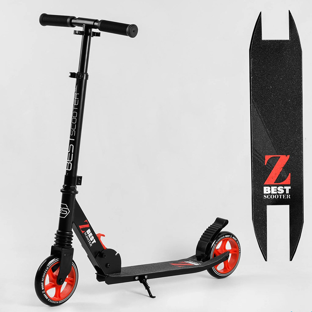 Самокат Best Scooter Z 21120 алюмінієве гальмо, 1 амортизатор, колеса PU-145 мм, чорний