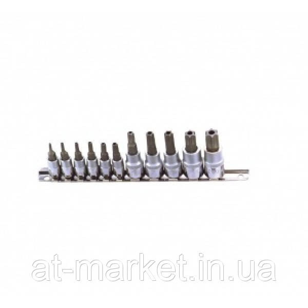Набір головок з насадкою TORX Т10-Т60 з отвором 1/4" і 3/8" 11ед.