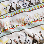 66006 Кролики з морквою. Тканина з зображенням зайцев. Натуральні тканини з малюнком., фото 4