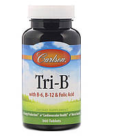 Carlson Labs, Tri-B, комплекс с витаминами B6, B12 и фолиевой кислотой, 360 таблеток