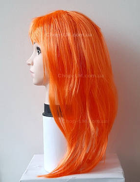 Оранжевий прямий парик карнавальний (55 см), фото 2