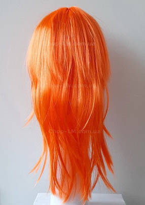 Оранжевий прямий парик карнавальний (55 см), фото 3
