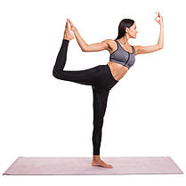 Килимок для йоги фітнесу і пілатесу йога-мат каремат Замшевий (Yoga mat) 3мм - рожевий мармур, фото 3