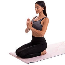 Килимок для йоги фітнесу і пілатесу йога-мат каремат Замшевий (Yoga mat) 3мм - рожевий мармур, фото 6
