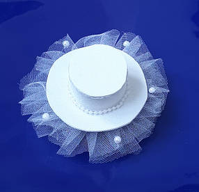 Капелюшок вуалетка біла для зачіски "Літо" (на шпильці), фото 1