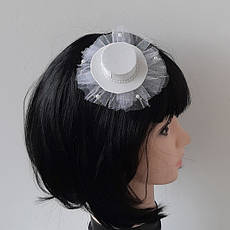 Капелюшок вуалетка біла для зачіски "Літо" (на шпильці), фото 4