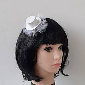 Капелюшок вуалетка біла для зачіски "Літо" (на шпильці), фото 2