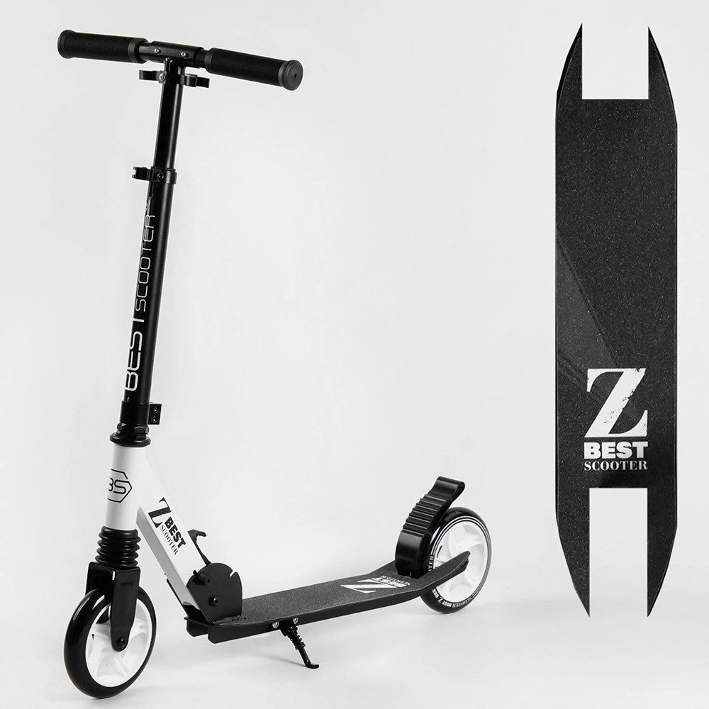 Самокат Best Scooter Z 29618 алюмінієвий гальм, 1 амортизатор, колеса PU-145 мм., білий