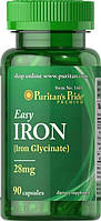 Комплекс вітамінів із залізом і вітамінами групи B Puritan's Pride Easy Iron 28 mg (Iron Glycinate) 90 caps