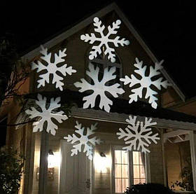 Лазерний проектор на будинок Білі сніжинки Криву White