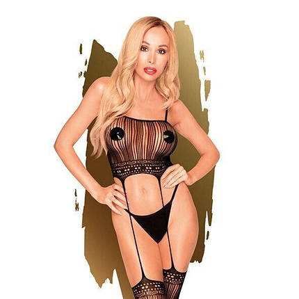 Бодістокінг з топом і панчохами на підв'язках Penthouse - Sex Dealer Black XL, фото 1