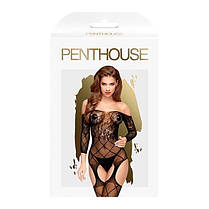 Бодістокінг з флористичного-геометричним орнаментом Penthouse - Top-Notch Black XL, фото 4