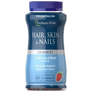 Вітаміни Puritan's Pride Hair, Skin & Nails Gummies Strawberry flavor (80 жувальний мармеладкі.)
