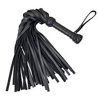Чорний Флоггер класичний, натуральна шкіра, 50 хвостів, по 50см, рукоятка 20см