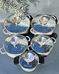 Набір каструль казанів для індукційних плит з гранітним покриттям Edenberg EB-8147 10 предметів