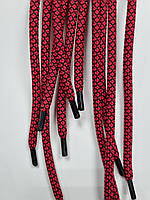 Шнурки круглі поліестер 6мм червоний+чорний 1,25м