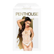 Бодістокінг з імітацією панчіх на підв'язках Penthouse - Eye of The Storm White S / L, фото 4