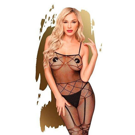 Бодістокінг з панчохами і геометричним малюнком Penthouse - Firecracker Black S / L, фото 1