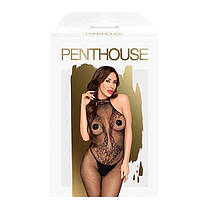 Бодістокінг з високим мереживним коміром Penthouse - First Lady Black XL, фото 4