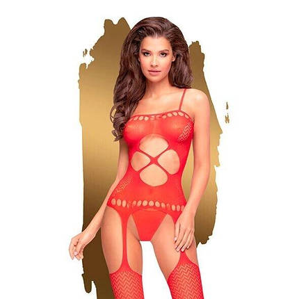 Бодістокінг з вирізом на животику Penthouse - Hot Nightfall Red XL, фото 1