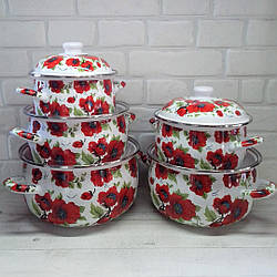 Набір емальованих каструль Edenberg з 10 предметів EB-1878  ⁇  Набір кухонного посуду емаль із кришками