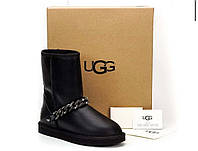 Угги женские оригинал кожаные черные KF0495