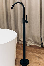 Кран для ванни змішувач підлоговий, що окремо стоїть Brone Uno MATT BLACK
