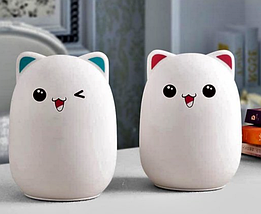 Силіконовий дитячий нічник «Котик» 7 LED кольорів USB нічник-світильник, фото 3