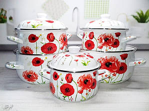 Набір емальованих каструль Edenberg з 10 предметів EB-1875  ⁇  Набір кухонного посуду з кришками