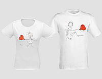 Парные футболки белые "love is"