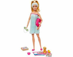 Кукла Барби Спа - Barbie Spa Doll, Blonde, with Puppy and 9 Accessories