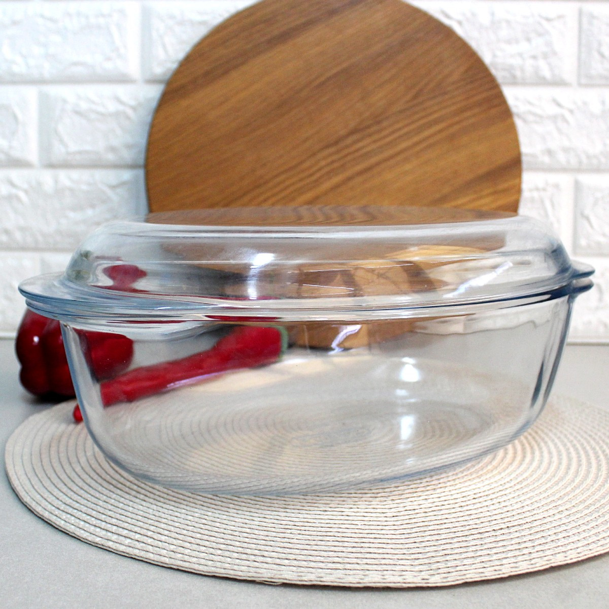 Скляна утятниця з кришкою на 4 л Pyrex, скляна каструля