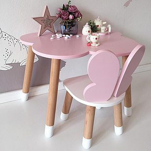Комплект стіл і стілець дитячий з натурального дерева