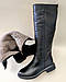 Жіночі зимові чоботи шкіряні високі чорні на низькому ходу,Чоботи жіночі зимові шкіряні високі чорні, фото 4