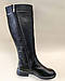 Жіночі зимові чоботи шкіряні високі чорні на низькому ходу,Чоботи жіночі зимові шкіряні високі чорні, фото 6