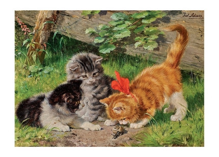 Листівка Cats Playing in Garden, фото 1