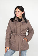 Практичная женская куртка цвета капучино на осень/весну, больших размеров от XS до 3XL