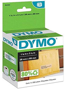 Адресні етикетки прозорі 89 мм х 28 мм 130 шт 30254 для принтера DYMO LabelWriter