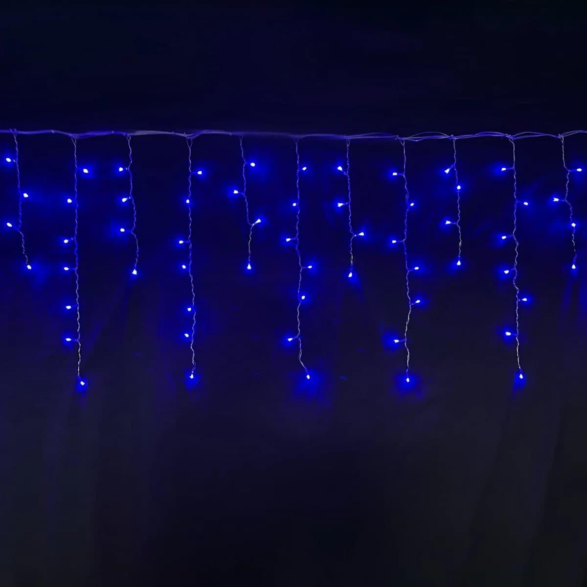 Гирлянда бахрома синий цвет 3.5 х 0.5 м 100 LED лампочек, Гирлянда светодиодная синяя на окно штору дом TOP - фото 3 - id-p1518249794